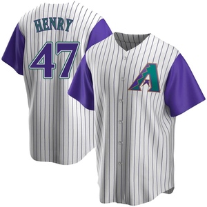Men's Arizona Diamondbacks Tommy Henry Replica Purple Cream/ Alternate Cooperstown Collection Jersey